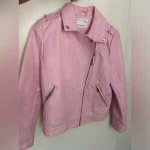 Zara Girls Faux Leather Zip Front With Pockets Jacket Pink Size 11/12